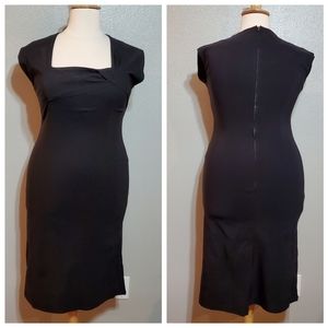 TATYANA Black Wiggle Dress w/ Square Neckline NWOT